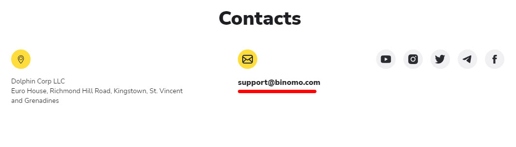 Binomo - Contact by email