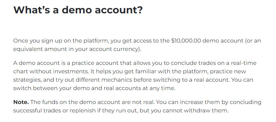 Binomo demo account amount