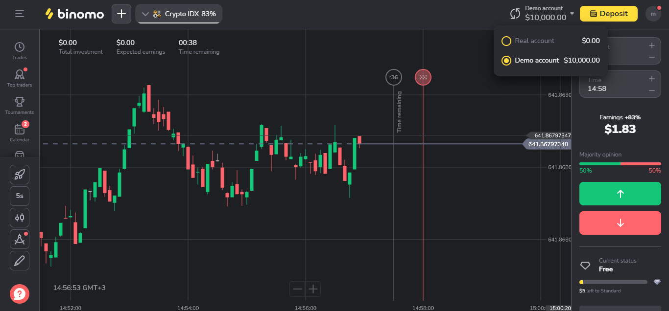 Binomo - Demo account on desktop