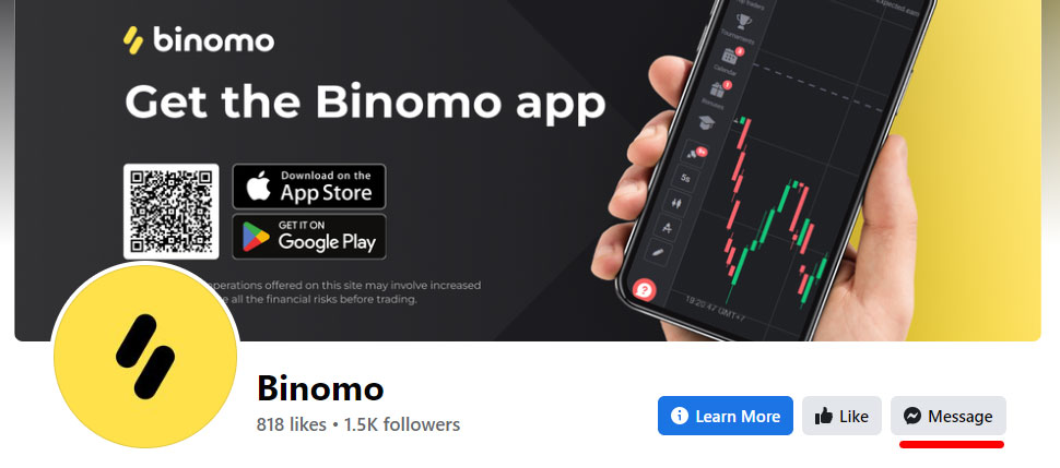 Binomo - Contact by Facebook