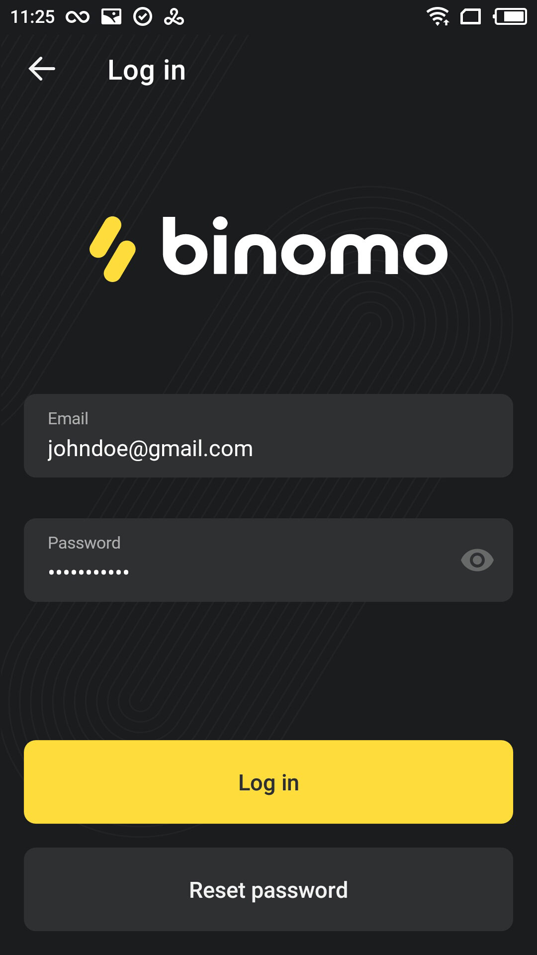 Binomo - Login on mobile