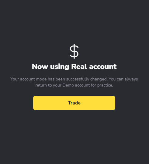 Binomo - Real account on mobile